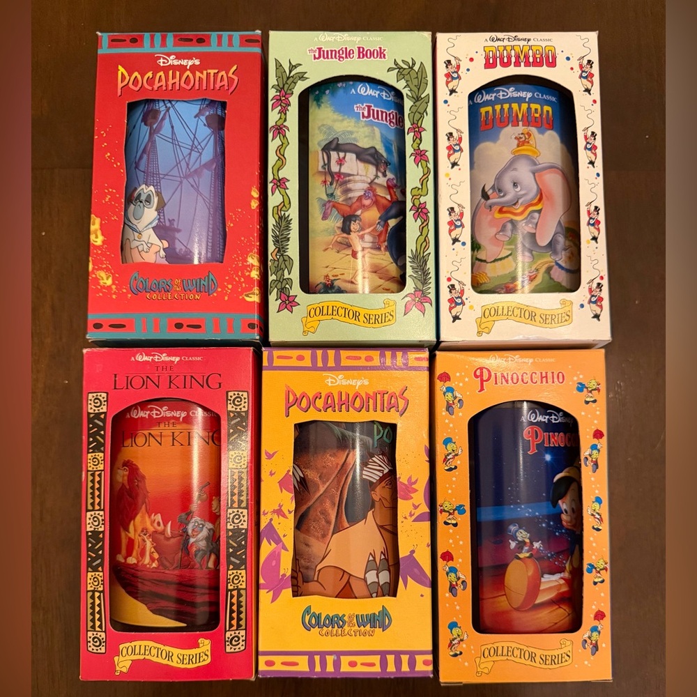 Set of 6 Burger King Walt Disney Classic & Pocahontas Collector Series Glasses